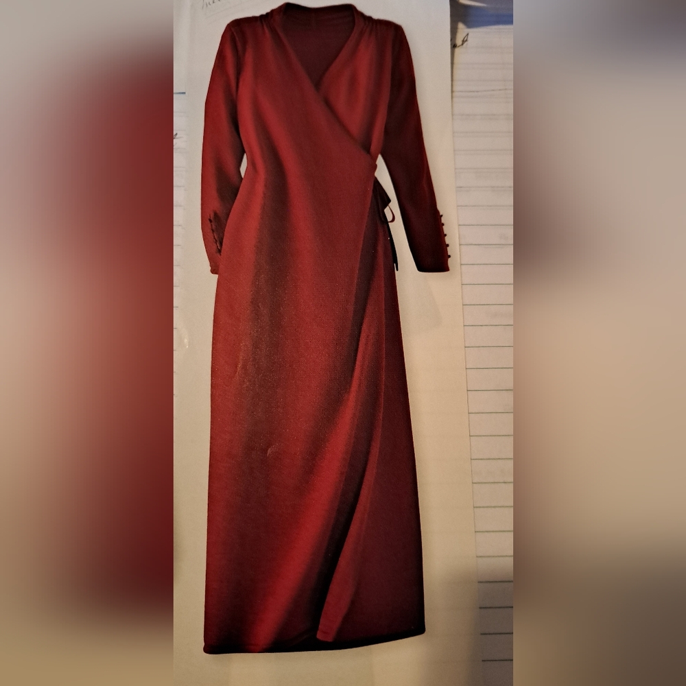 Coldwater Creek Deep Red Long Sleeve Sweater Dress